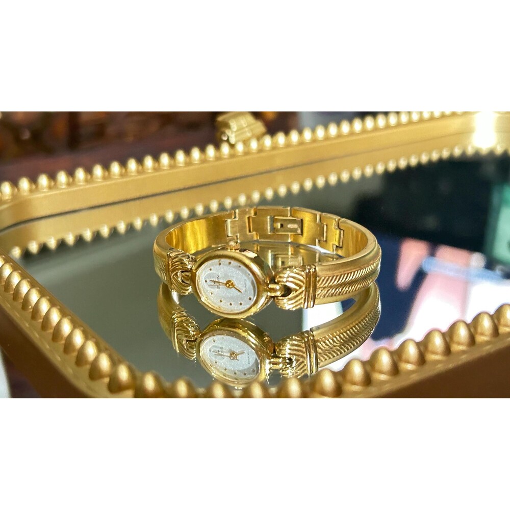 VTG Elgin Watch Diamond Cut Gold Band Ladies Bracelet Watch Women’s Bangle Style